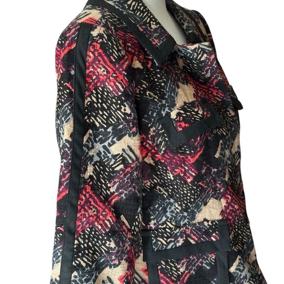 Trina Turk Crop Blazer Jacket Black Red Sz 10 - Picture 9 of 14